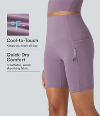 Halara UltraSculpt™ Cool Quick Dry High Waisted Tummy Control Hiking Biker Shorts 7'' with Pockets-UPF 50+