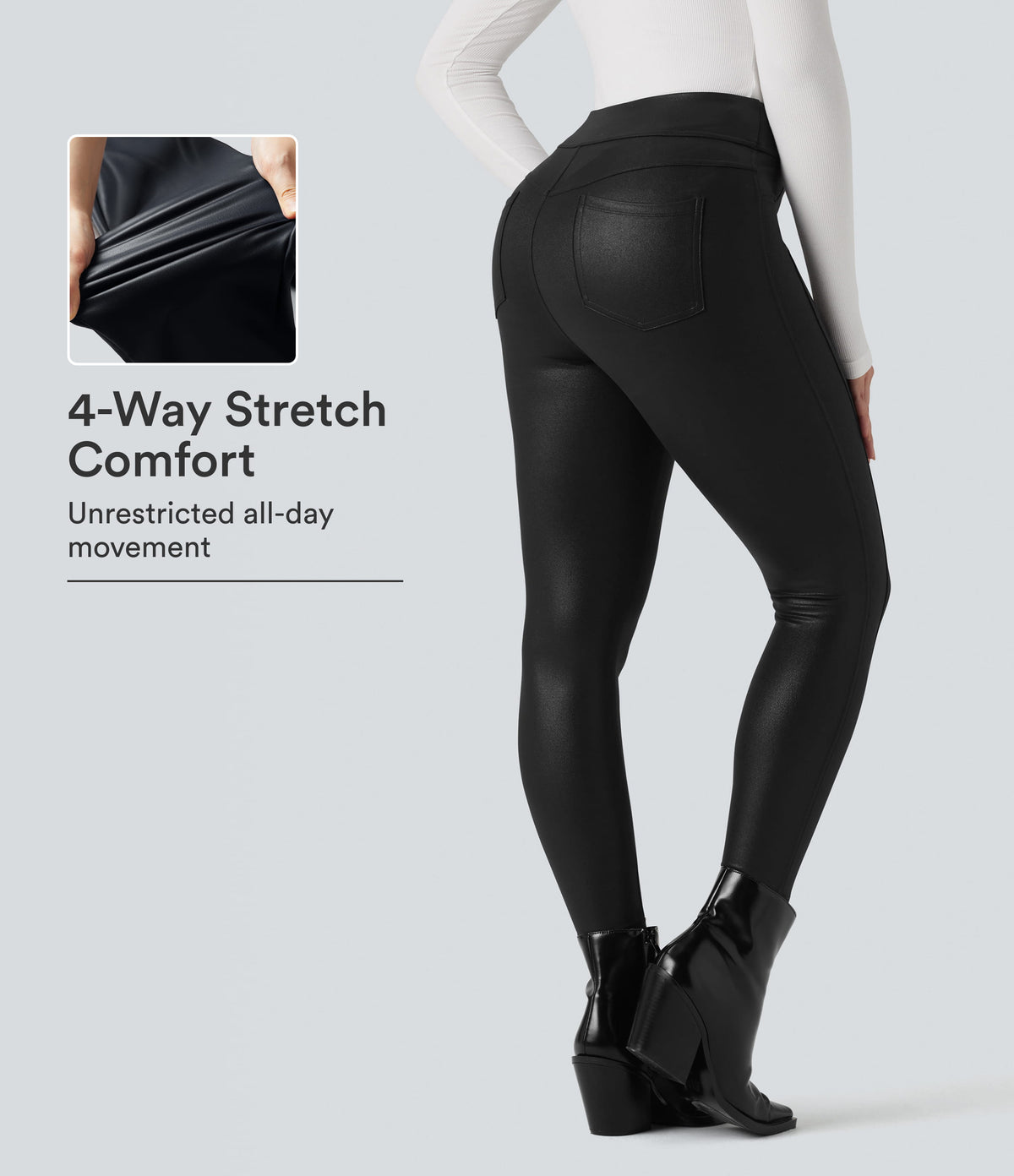 Halara Ultrasculpt™ Faux Leather Shine High Waisted Casual Leggings with Pockets