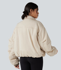 High Neck Long Sleeve Zipper Casual Puffer Jacket with Pockets
