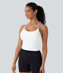 OneForm Seamless Flow Double Straps V Back Cropped Running Cami Top DD-F Cups