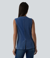 Halara Flex™ Round Neck Denim Tank Top