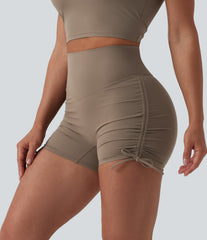 Halara UltraSculpt™ High Waisted Ruched Lace Up Yoga Biker Shorts 3'' with Pocket