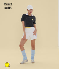 Halara X Smiley® Round Neck Short Sleeve Washed Casual Cotton T-Shirt