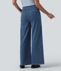 Halara Flex™ High Waisted Decorative Buttons Casual Wide Leg Jeans with Pockets