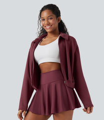 SpacerTek™ Collar Long Sleeve Pleated Zip Fly Casual Jacket