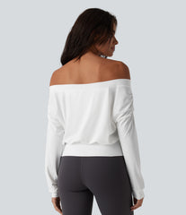 Off Shoulder Long Sleeve Oversize InstantCool Quick Dry Yoga Sports Top