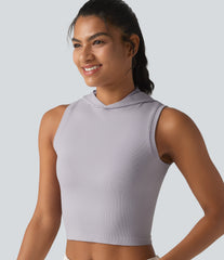 OneForm Seamless Flow Hooded Cropped Casual Tank Top