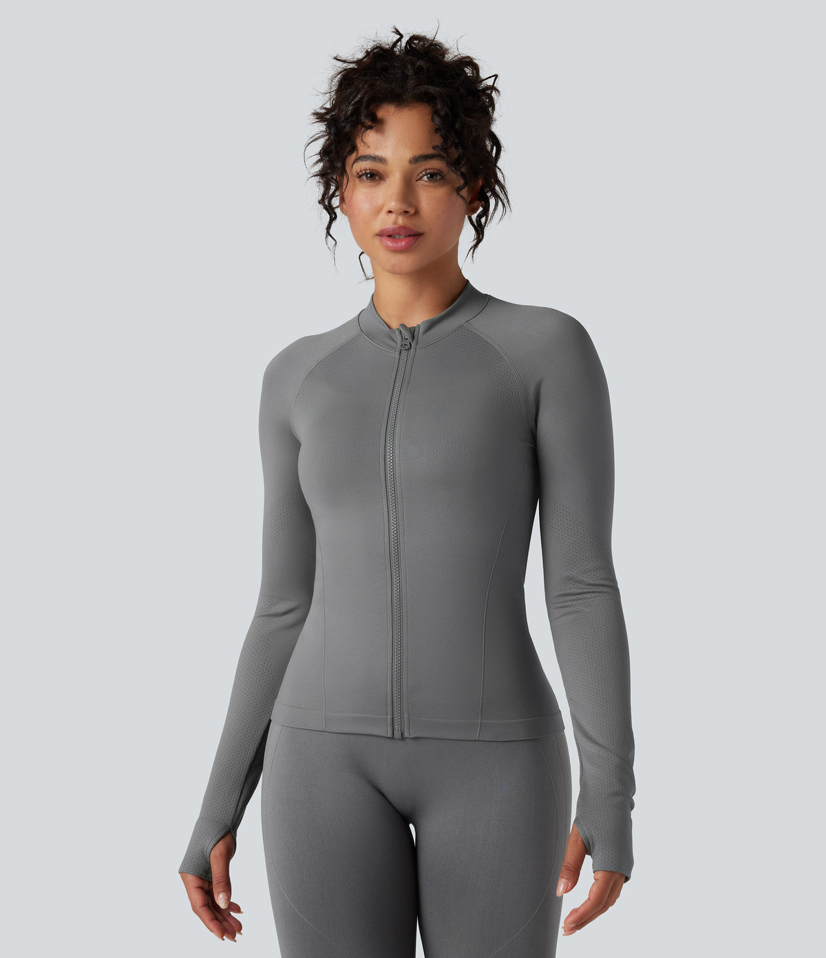 Seamless Flow Zipper Long Sleeve Thumb Hole Yoga Jacket