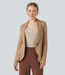 Halara Flex™ Shawl Collar Long Sleeve Ruffle Hem Work Coat