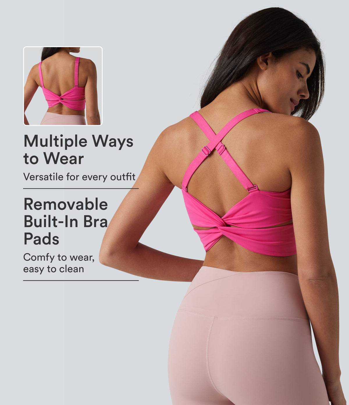 SoftlyZero™ Plush Crisscross Backless Twisted Back Adjustable Straps Built-in Bra Workout Tank Top