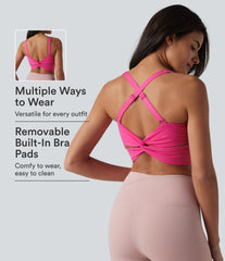 SoftlyZero™ Plush Crisscross Backless Twisted Back Adjustable Straps Built-in Bra Workout Tank Top