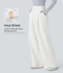 High Waisted Pocket Wide Leg Fleece Casual Pants