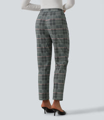Halara Flex™ High Waisted Tapered Plaid Work Pants with Pockets
