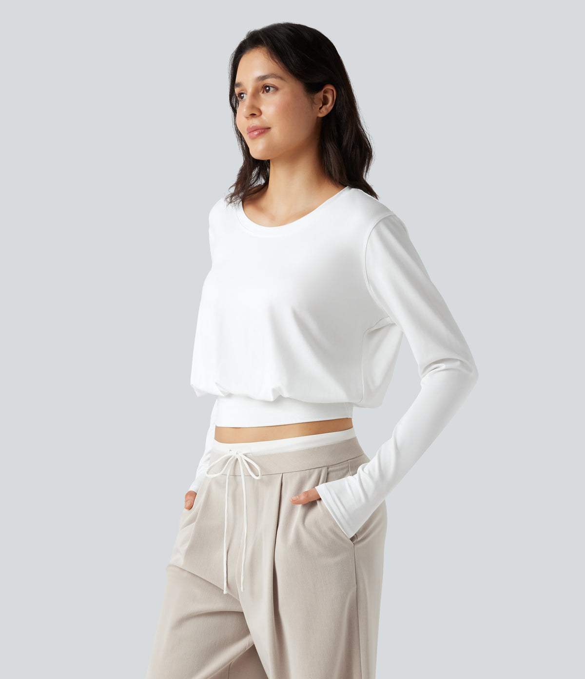 Scoop Neck Long Sleeve Casual T-Shirt