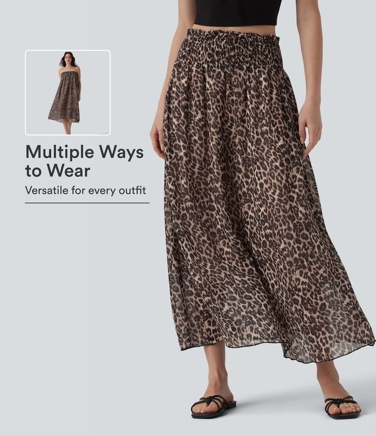 High Waisted Flowy Midi Casual Skirt with Pockets