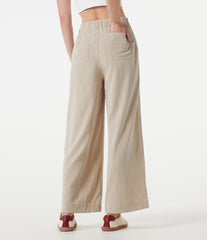 High Waisted Wide Leg Casual Linen-Feel Pants with Pockets