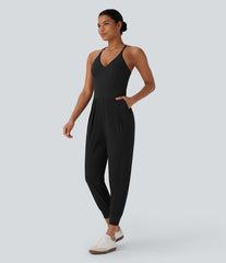 Breezeful™ Pocket Tapered Quick Dry Casual Slip Jogger Jumpsuit