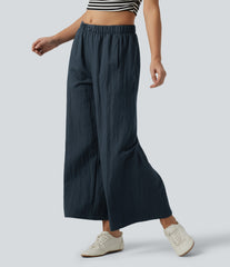 Mid Rise Wide Leg Casual Pants with Pockets