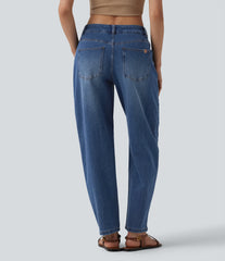 Halara Flex™ Low Rise Barrel Leg Casual Jeans with Pockets