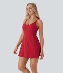 SoftlyZero™ Airy Racerback 2-in-1 Pocket InstantCool Flare Mini Dance Active Dress-Easy Peezy Edition