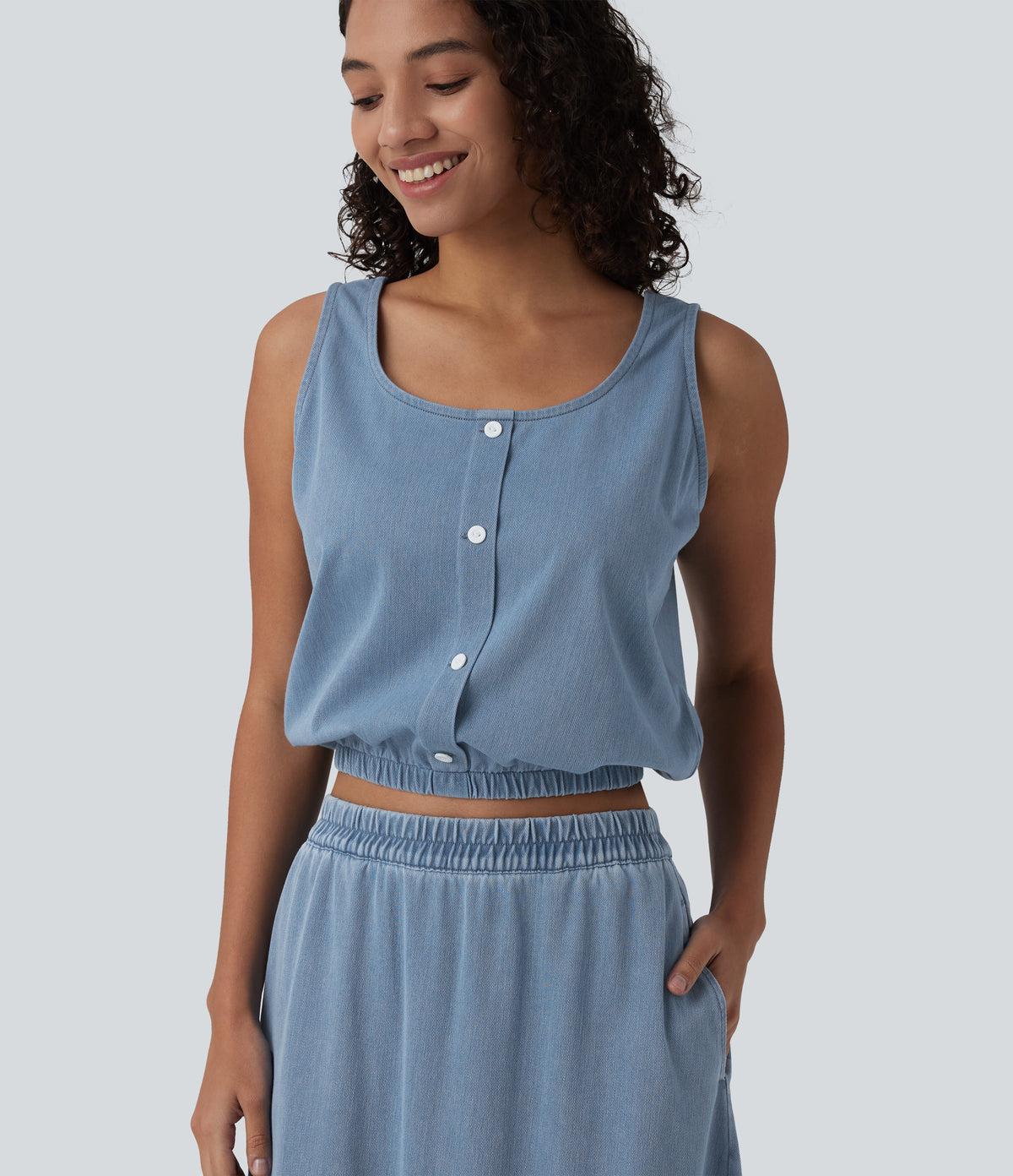 Halara Flex™ U Neck Denim Casual Tank Top