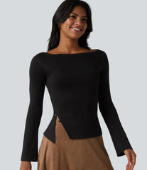 Boat Neck Long Sleeve Work Top