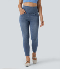 Halara Flex™ High Waisted Crossover Back 7/8 Skinny Casual Jeans with Pockets