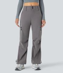 Mid Rise Zipper Pockets Casual Cargo Joggers