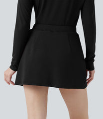 SpacerTek™ High Waisted Split Crisscross 2-in-1 Mini Party Skirt with Pocket