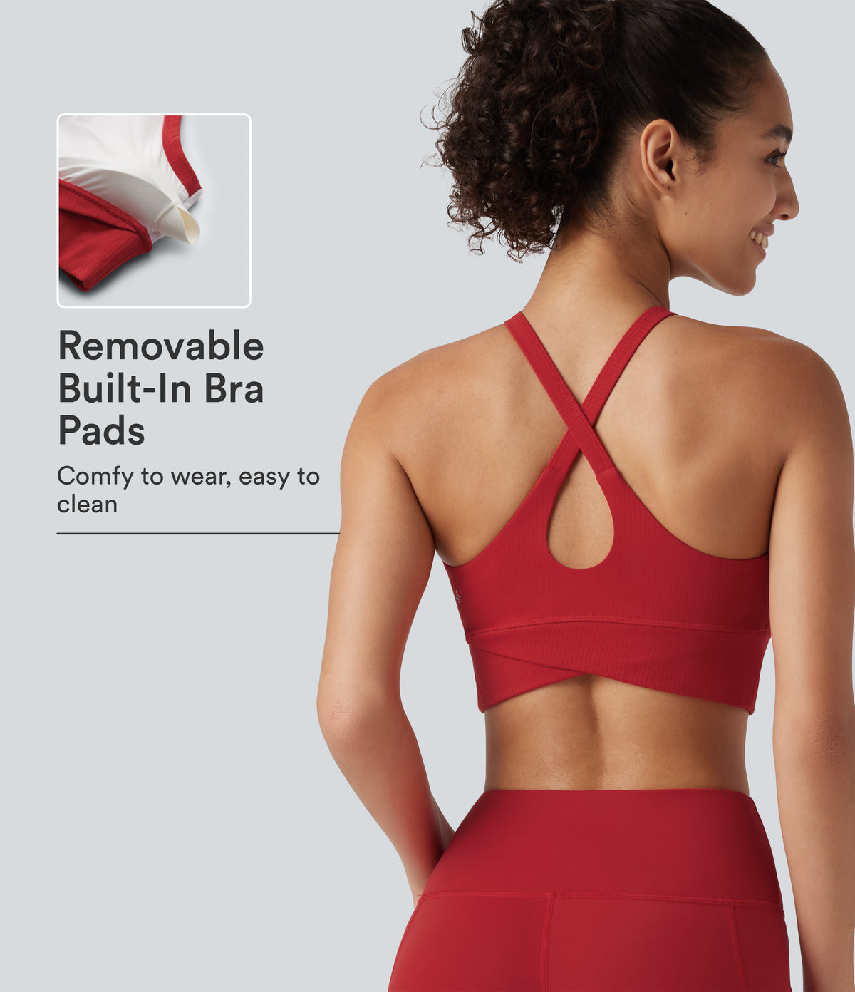 Halara UltraSculpt™ Ribbed Low Support V Neck Built-in Bra Yoga Sports Bra