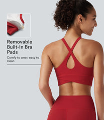 Halara UltraSculpt™ Ribbed Low Support V Neck Built-in Bra Yoga Sports Bra