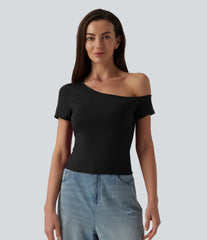 One Shoulder Short Sleeve Casual T-Shirt