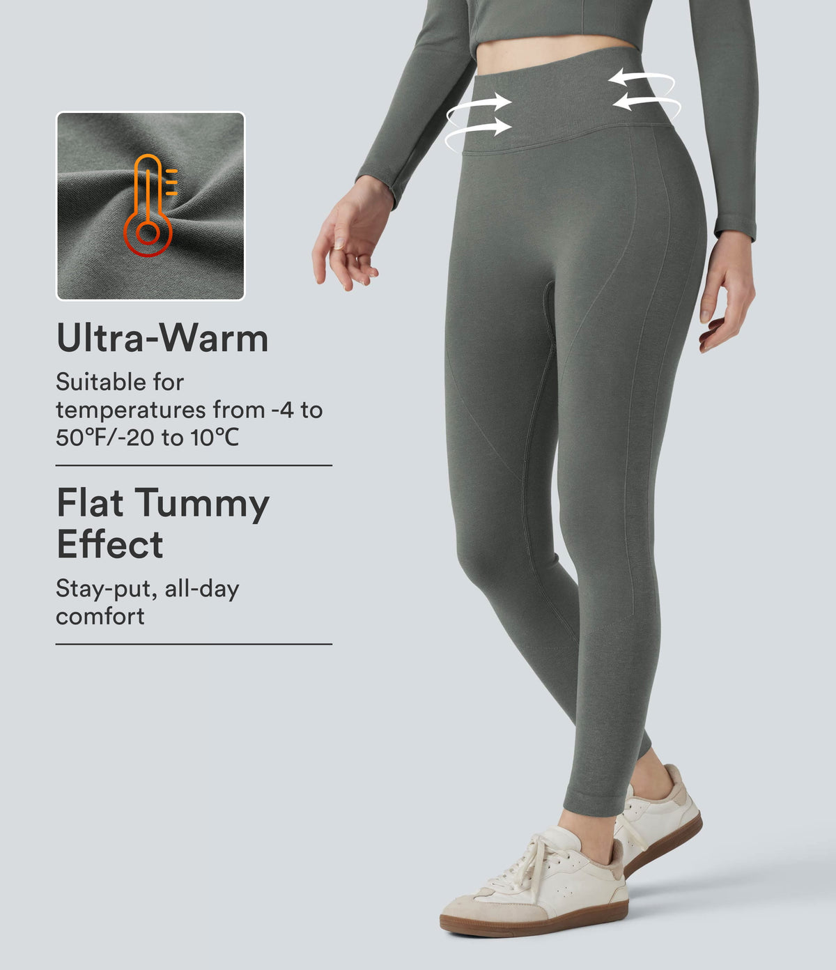 HeatCore OneForm Seamless Flow High Waisted Tummy Control Thermal Casual 7/8 Leggings