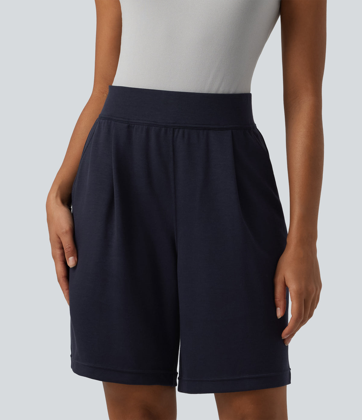 High Waisted Work Shorts with Pockets