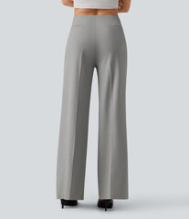 Low Rise Wide Leg Baggy Work Tailored Pants with Pockets