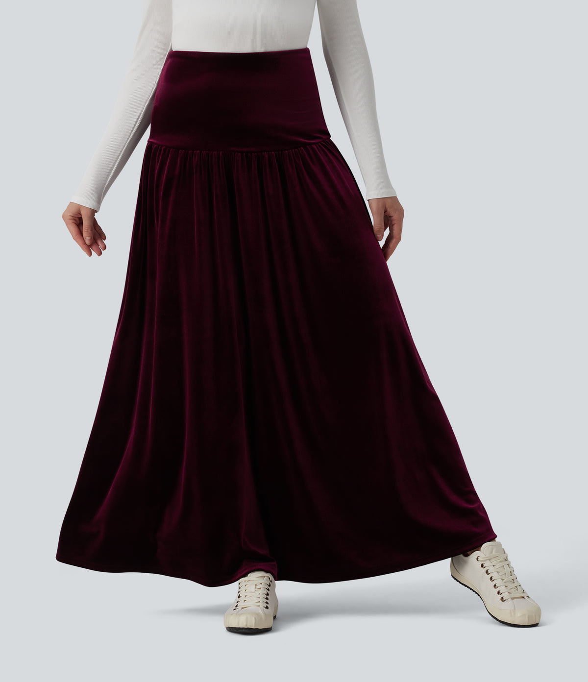 High Waisted Maxi Velvet Casual A-line Skirt