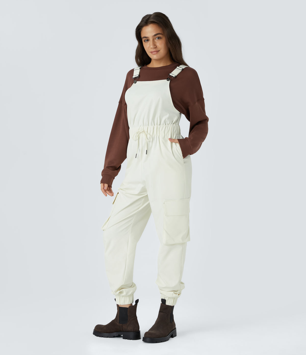 Water Repellent Wear-Resistant Drawstring Pockets Hiking Cargo Jogger Overalls