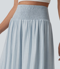 High Waisted Flowy Tiered Maxi Resort Skirt