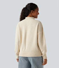 Mock-neck Long Sleeve Casual Sweater