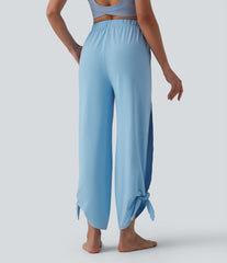 High Waisted Tie Side InstantCool Yoga Joggers with Pockets-UPF50+