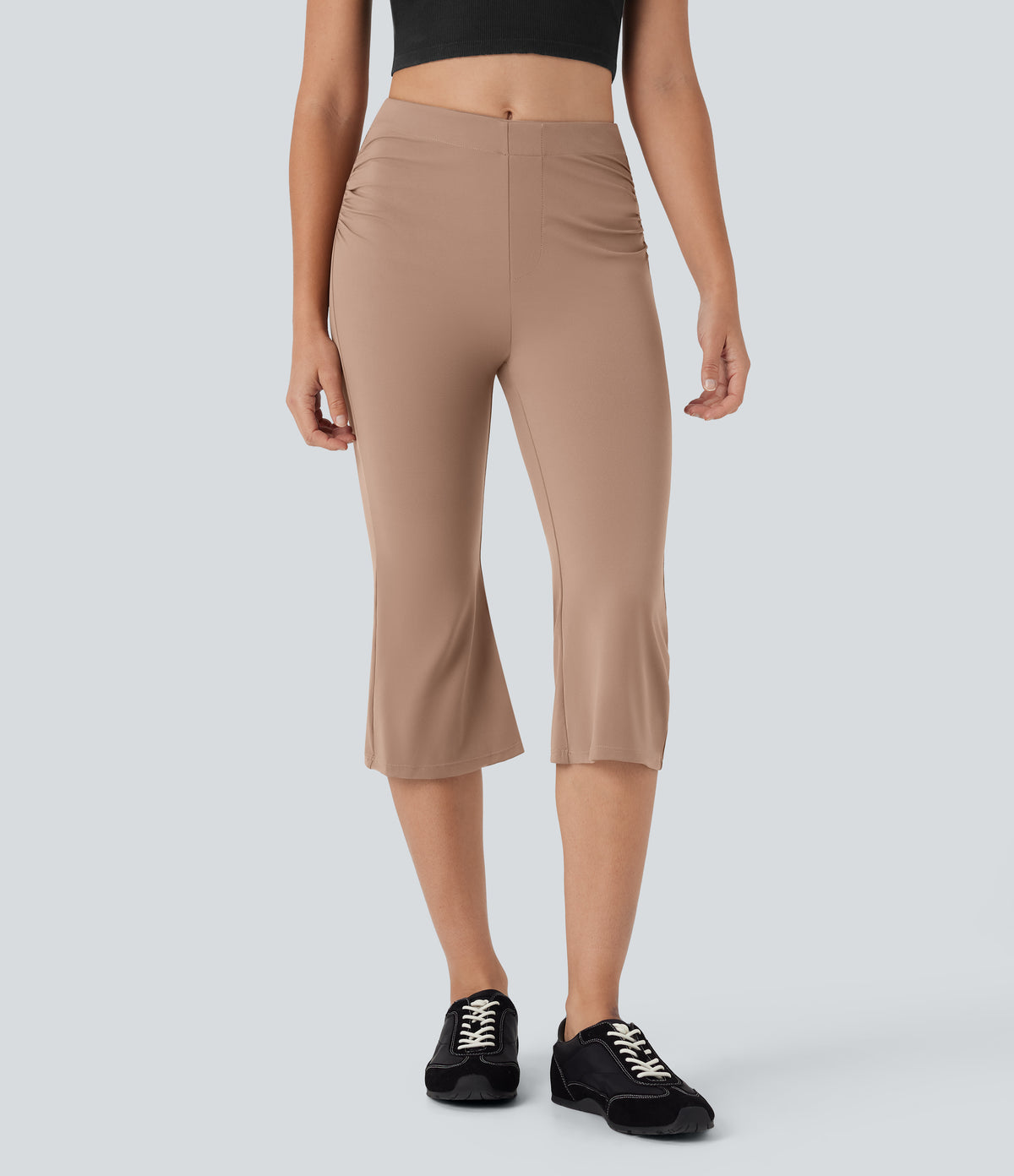 Mid Rise Capri Flare Work Pants