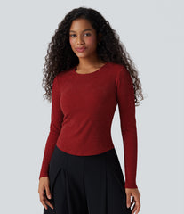 Round Neck Long Sleeve Sparkle Top