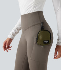 High Waisted Tummy Control Fleece Hiking Leggings with Pockets