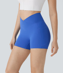 SoftlyZero™ Crossover High Waisted Pocket Antislip Yoga Biker Shorts 3''-UPF50+