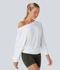 One Shoulder Oversize InstantCool Quick Dry Yoga Sports Top