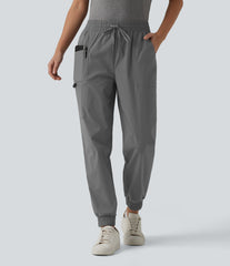 Mid Rise Drawstring Casual Cargo Joggers with Pockets