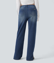 Halara Flex™ High Waisted Straight Leg Washed Casual Jeans with Pockets