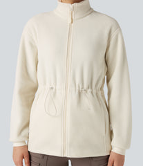 Stand Collar Long Sleeve Fleece Hiking Jacket with Pockets