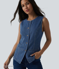 Halara Flex™ Round Neck Denim Tank Top