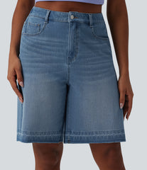 Halara Flex™ High Waisted Denim Casual Bermuda Shorts with Pockets